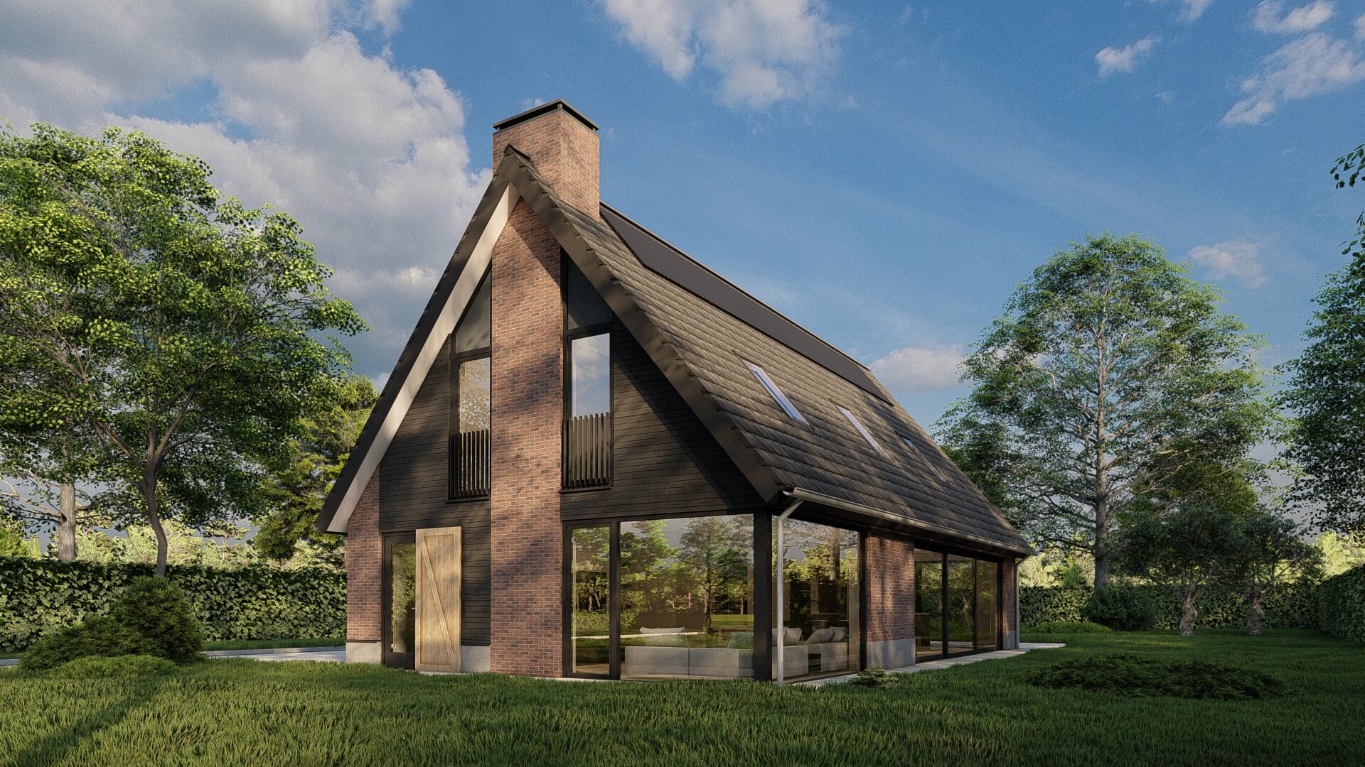 Type Lunen is een prachtige schuurwoning met de combinatie van hout en bakstenen. Een schuurwoning met veel lichtinval en het ontwerp blend mooi in de omgeving.